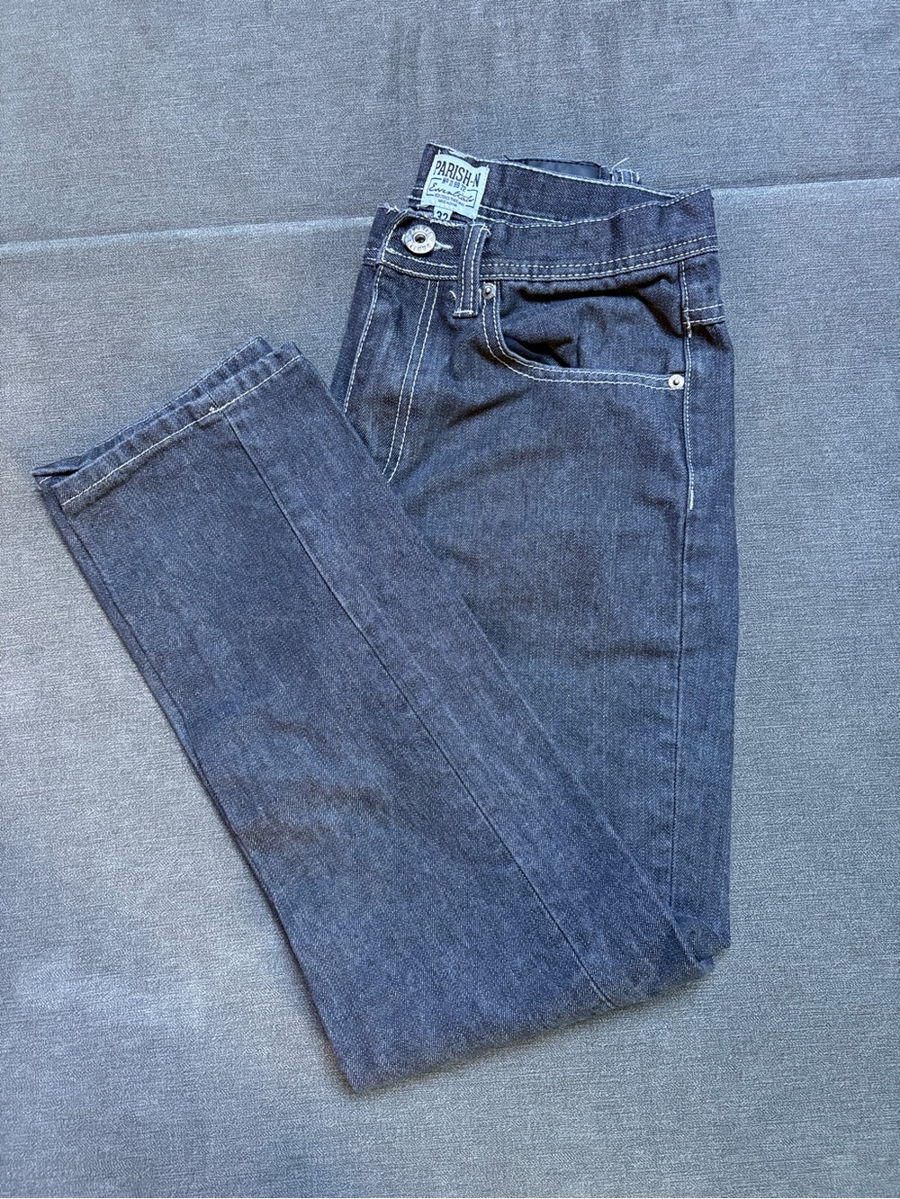 Parish-N Men’s Black Denim Jeans Slim Fit Straight Leg Dark Wash